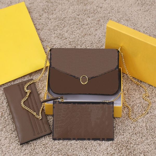 Portefeuille de luxe de styliste en trois pièces, portefeuille géométrique à rabat avec boîte 005339a, 2022