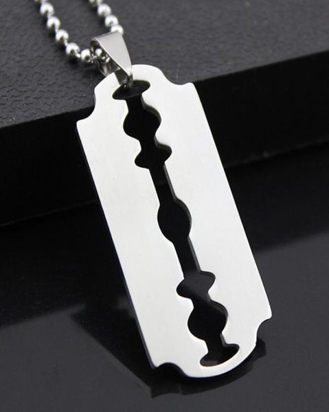 Lames de rasoir en titane et acier, pendentif, colliers Punk Rock pour hommes, bijoux Cool, collier de rasoir pour cadeau de fête, 2022, 7894689