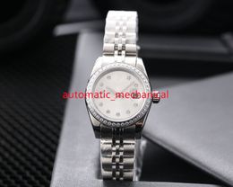 2023 nouveau cadran noir dame montre 28mm diamant lunette en acier inoxydable automatique Mechanica saphir perpétuel femmes montres-bracelets