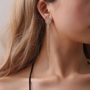 2022 top mode cristal griffe chaîne diamant tournesol boucles d'oreilles tempérament long gland boucles d'oreilles robe de mariée accessoires fête fabricants de cadeaux en gros