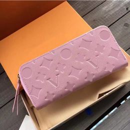 2022 Top Fashion Women Clutch Wallet PU Lederen portemonnee enkele ritsje Wallets Lady Ladies Lange klassieke portemonnee met oranje dooskaart 60017