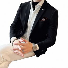 2022 Top Grade Designer Brand Casual Fi Chaqueta coreana Regular Fit Blazer para hombres Elegante Traje de boda Abrigo Ropa para hombres M9qJ #