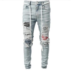 2022 Top Hoge Kwaliteit Designer Heren Jeans Motocycle HolesLuxury Denim Mannen Mode Streetwear Herenkleding Pants259E