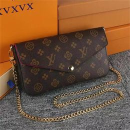 2022 TOP Multi Felicie Pochette Bolsos de cadena para mujer Monedero Mensajero Bolsos de cuero Hombro Flor de alta calidad Louise Monedero vutton Crossbody viuton