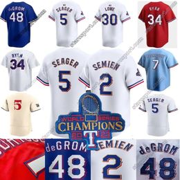 5 Corey Seager Rangers 2024 Colección de oro Jersey Adolis García Evan Carter Max Scherzer Josh Smith Marcus Semien Josh Jung Jonah Heim Texas Eovaldi Jacob deGrom