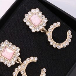 2022 Hochwertiger Charm-Ohrhänger mit schwarzem und rosafarbenem Kristalldiamanten in 18 Karat vergoldet für Frauen zur Hochzeit je279D
