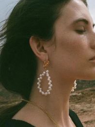 2022 Top qualité Charme goutte boucle d'oreille avec des perles de coquillage nature en plaqué or 18 carats pour les femmes bijoux de mariage cadeau PS4971