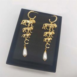 2022 Collier pendentif charme de qualité supérieure avec trois lions en plaqué or 18 carats pour femmes bijoux de mariage cadeau boucle d'oreille ont boîte s245d