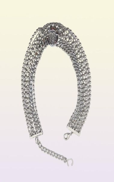2022 Collar de colgante de encanto de alta calidad con seis capas Diseño de gargantillas en color platino platino platino para mujeres boda joyería regalo2774987