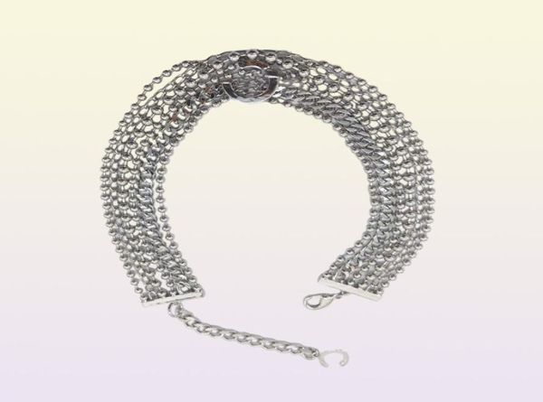 2022 Collar de colgante de encanto de alta calidad con seis capas Diseño de gargantillas en color platino platino platino para mujeres boda joyería regalo5127513