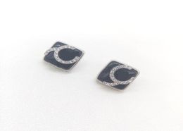 2022 Topkwaliteit Charm vierkante vormstudie met zwarte kleur voor vrouwen bruiloft sieraden cadeau hebben doosstempel PS78495485854