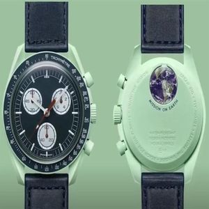 2022 Topkwaliteit Classic Man Watch Quartz Stopwatch Bioceramic MoonSwatch Chronograph Mens Watch Mission to Earth 42mm OM12 WI352J