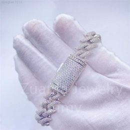 2022 Topverkoop cadeau 925 zilver 16 mm breedte VVS1 hoogwaardige diamant moissaniet Cubaanse armbanden