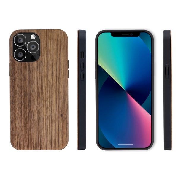 Coque de téléphone écologique en bois de bambou, étui arrière vierge en TPU pour iPhone 11 12 13 Pro X XR XS Max, nouveau produit le plus vendu en 2023