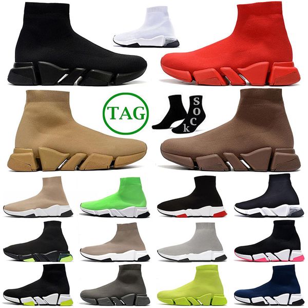 2022 top chaussette chaussures bottes designer hommes femmes anti-dérapant tricot cheville célèbre marque baskets triple noir blanc vintage beige chaussettes volt plates-formes formateur