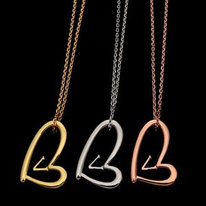 2022 trendy extravagant groot hart V-hanger extra lange trui ketting roestvrij staal goud zilver roos gevuld liefde meisjes299c