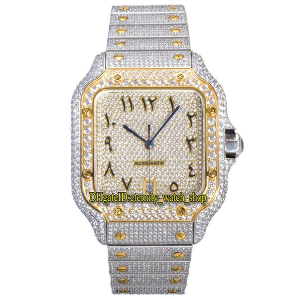 2022 TWF 20006 Diamants pavés ETA A2824 Automatic Homme Regarder entièrement glacé Diamant DIAT TOIT TOOD DIAL ARABIQUE GORT BRACEL ACTEUR 261U