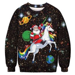 2022 Ugly Christmas Sweater 3D Grappige kerstkat Piggy Dinosaur Pizza Print Xmas Sweaters Jumpers Tops Tops Pullover Holiday Sweatshirt 22H0812