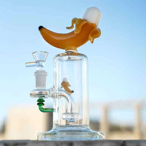 Unique Bong Narguilés Banane Ananas Pêche Forme Inset Verre Bongs Plate-Forme D'huile Showeehead Perc Dab Rigs Bong D'eau Avec Bol DHL20092 20093 20094