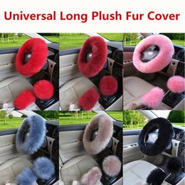 2022 Universal 3pcs set Fur Wool Furry Fluffy Thick Car Steering Wheel Cover Winter Fausse fourrure Chaud avec 40 jours autour Express boat345e