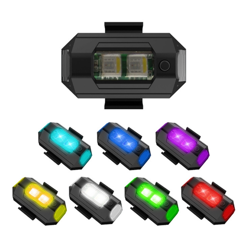 Universal 7 Colors LED anti-anclision تحذير وميض أضواء وميض مصغرة الإشارة الخفيفة بدون طيار مع إشارات انعطاف الضوء القوي مؤشر مصباح أعلى دراجة نارية وميض.