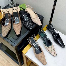 Slingbacks talons hauts femmes sandale en cuir véritable chaussures formelles sandales de créateur chaussures gucciism talon haut bout carré bride à la cheville chaussures de fête