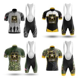 2024 US Army Fietsen Team Jersey Bike Shorts Bib Set Ropa Ciclismo Heren MTB Shirt Zomer Pro Fietsen Maillot bodem Kleding