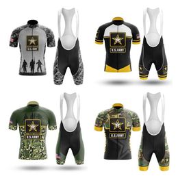 2022 US Army Cycling Team Jersey Bike Shorts Bib Set Ropa Ciclismo Hommes VTT Chemise Été Pro Vélo Maillot Bas Vêtements285i