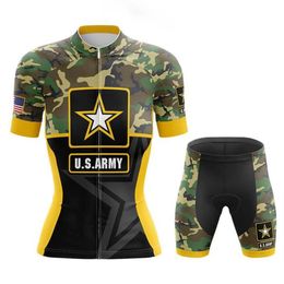 2022 Женский комплект велосипедного трикотажа армии США, одежда для велосипеда, дышащая анти-УФ-одежда для велосипеда, одежда для велосипеда с короткими рукавами316l
