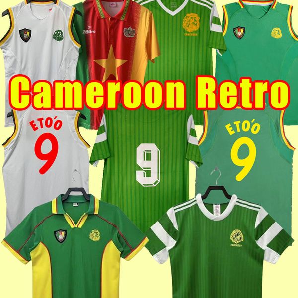 Camiseta de local del partido de Camerún de 1990 Camisetas de fútbol de Milla Tataw Camiseta de fútbol vintage Kit clásico 1994 1998 2002 2003