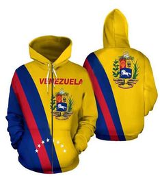 2022 Venezuela Plein pays drapeau 3D Sweat À Capuche Sweats Uniformes Hommes Femmes Hoodies Collège Vêtements Tops Survêtement Zipper Manteau Outfit WT03