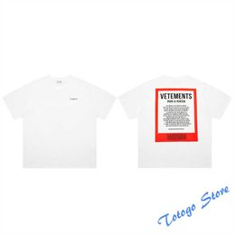 2022 Vetements T-shirt Summer Men Women Borduurbrief afdrukken High Street VTM Fashion Oversize O-Neck Nieuwe Top Tees