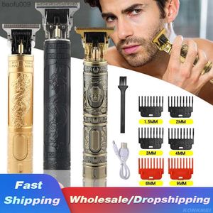 2022 Vintage T9 Hair Trimmer Machine Cordless Hair Cutter Finishing Machine Beard Hair Clipper For Men Electric Shaver USB Razor L230520