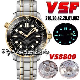 2022 VSF V4 Diver 300m Mens Watch 210 20 42 20 01 002 8800 Mécanique cadran noir Céraque en acier en acier céramique SS Impare-core 2616