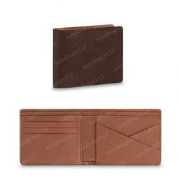 2022 Portefeuille Hommes Portefeuilles Femmes Sac à main Porte-cartes pour ordinateur portable Porte-monnaie Porte-clés Pochette Femme Embrayage Cuir Fleur Marron 60895 61895 Dust268G