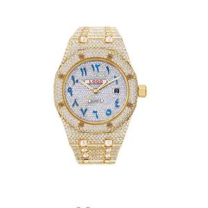 2022 Montre Blu New dign Japane Quartz Mouvement Personnalisé Bleu Arabe Numéro Cadran Diamant De Luxe montre-bracelet pour hommes femmes bijoux