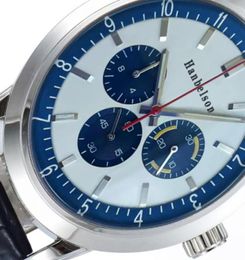 2022 Relojes para hombres Montre de Luxe Wallwatches Montre Japan VK Quartz Movimiento cronógrafo Two Tone Face Blue Leather Store orol802790