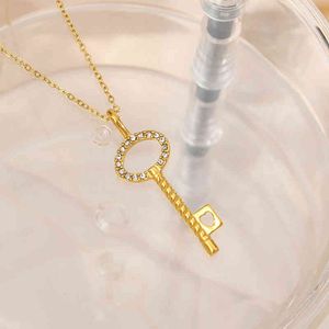 2022 Waterdichte luxe delicate 18k vergulde zirkoon verharde sleutel hanger ketting verjaardagscadeau