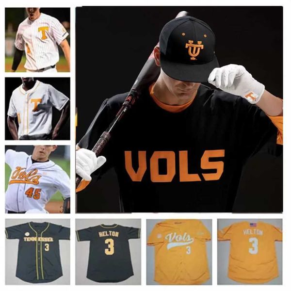 2022 Viste la universidad NCAA Béisbol Tennessee Voluntarios Camisetas de béisbol de la universidad Nick Senzel Beck Blade Tidwell Max Ferguson Drew Gilbert 34 H