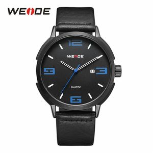 2022 WEIDE Haute Qualité Marque Mode Casual Calendrier Quartz Analogique Auto Date Hommes Horloge Montres-Bracelets Noir PU Bracelet En Cuir Heures