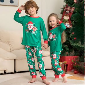 2022 Green Print vert Santa Claus Christmas Pajamas Famille Parent-Child Set Pyjama