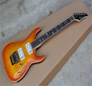 2022 Groothandel Nieuwe Collectie Custom Orange Electric Guitar Pensa Gitaar met Floyd Rose Tremolo-systeem