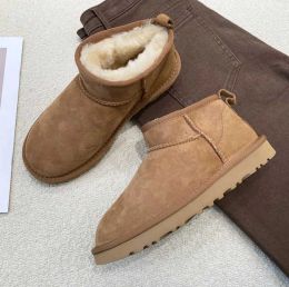 2022 Winterlaarzen Bont Ultra Mini-platform Dames Sneeuw Echte Schapenvacht Wol Laag uitgesneden Warme Schoenen Heren en Dames Kort Super Mini heren dames laag UGGes Motion design