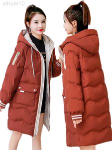2022 Winter omlaag katoenen jas vrouwen midden-lengte verdikte warme tops nieuwe Koreaanse versie multicolor broodjack vrouw L220730