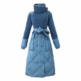 2022 Winter Freedom surdimensionné m duveteux duvet cott manteau femme sur le genou léger catwalk laine d'agneau couture vers le bas cott V1G9 #