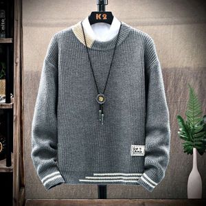 2022 Winter Koreaanse editie Trend effen kleur trui kleding losse herfst/winter ronde hals jas gebreid shirt heren