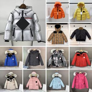 2022 Hiver Nouvel créateur Kids Coat Down Veste pour garçons Real Ratcoon fourrure épaisse chaude bébé manteaux d'extérieur 2-12 garçons vestes de filles