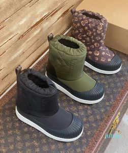 2022 Winter warm hete platform damesschoenen mode in reliëf down laarzen ontwerper vrouw nylon laarzen lage top zwaar opgeloste 35-4