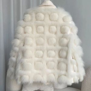 2022 Winter Women Real Fox Fur Coat Flok Casual Casual Cálido Cálido Fuera Natural Fuerz