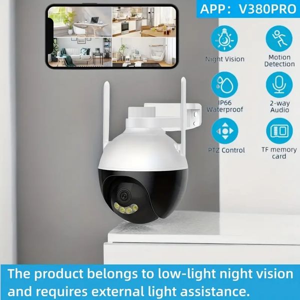 Caméra de sécurité PTZ extérieure sans fil 2022 - Caméra de vidéosurveillance étanche 3MP avec fonctionnalité d'inclinaison panoramique pour une surveillance améliorée